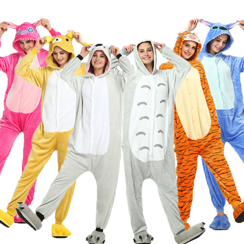 Pyjama Kigurumi pour femme et garçon, ensemble de vêtements de nuit, motif dessin animé, Panda, licorne, Totoro, Cosplay
