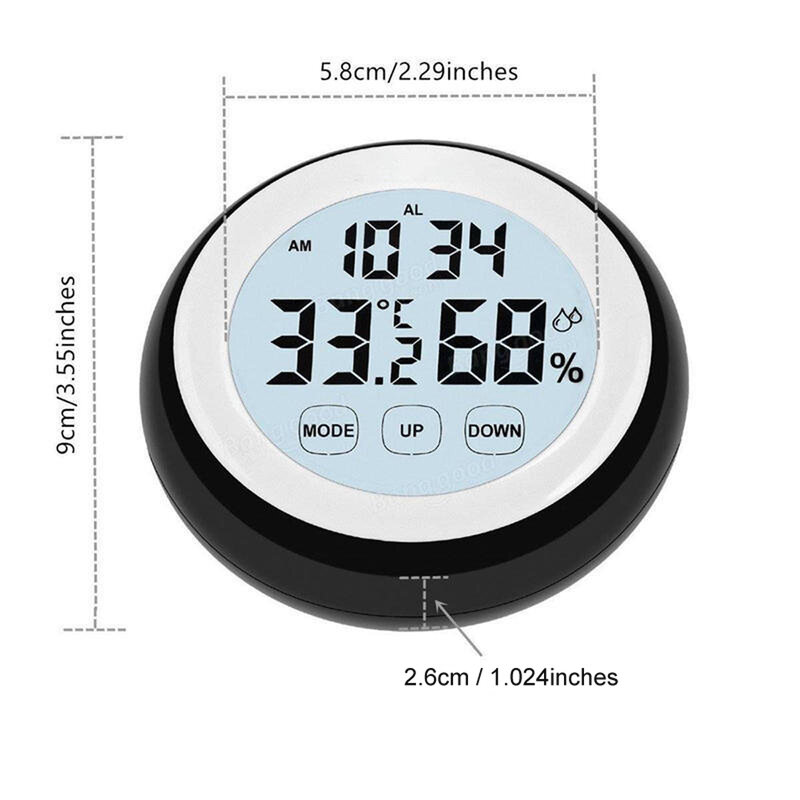 Touch Screen LCD Digital Alarm Clock Home Thermometer Hygrometer Greenhouse Warehouse Temperature Instrument Humidity Meter