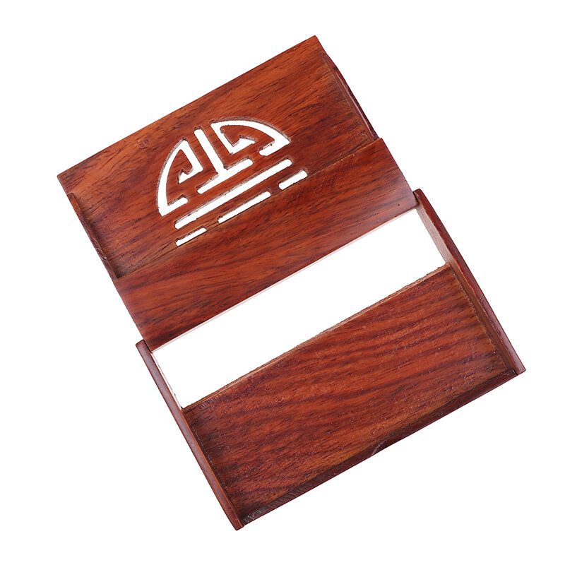 Tarjetero de madera roja hecho a mano, caja de almacenamiento para tarjetas de crédito, identificación, 10,8x7x1,5 cm, 1 unidad