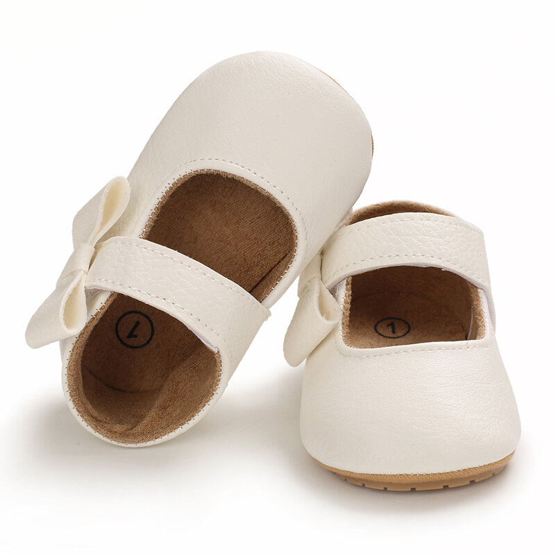 Sepatu Pertama Bayi Perempuan Simpul Kupu-kupu PU Sepatu Sandal Bayi Alas Lunak Karet Antiselip Sepatu Bayi untuk Bayi Belajar Berjalan Sepatu Putri