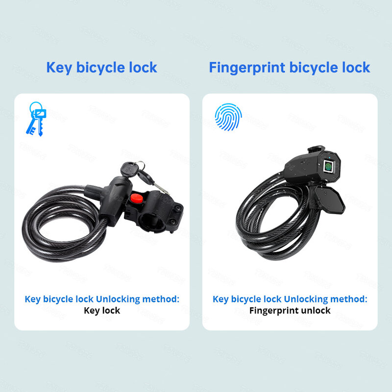 Towode-cerradura inteligente con huella digital para bicicleta, dispositivo antirrobo de acero inoxidable, resistente al agua, con USB, para puerta de MTB