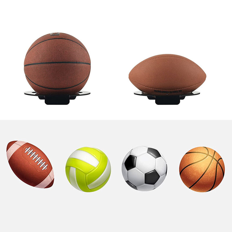 Soporte de bola de pared de 2 piezas, soporte de Bola de acrílico para deportes, voleibol, Universal, organizador de exhibición