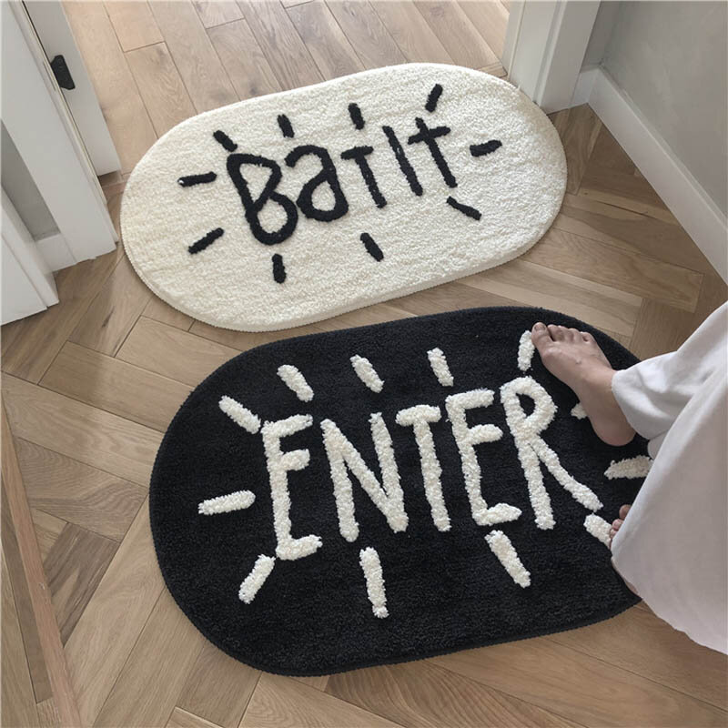 Cartoon Cat Styling Letter Design Non- Slip Foot Mat Hallway Porch Area Rug for Home Livingroom Door Mats Suck Water Bath Carpet