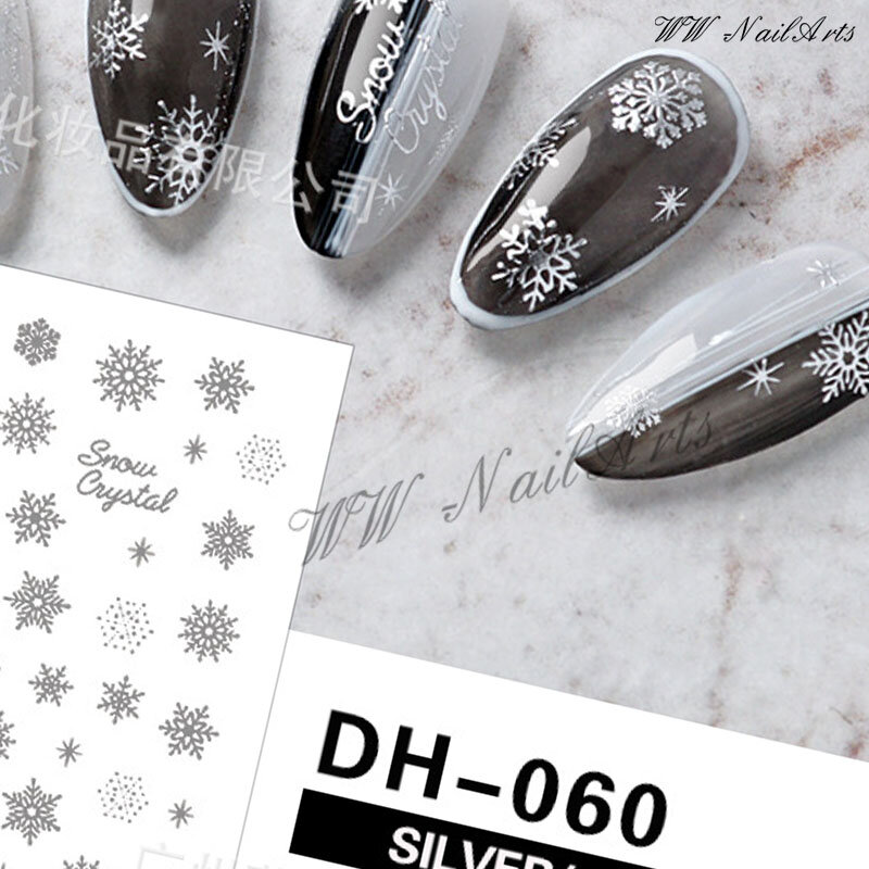 Calcomanías de copos de nieve para decoración de uñas, pegatinas autoadhesivas para manicura, diseño de nieve blanca, 10 Uds.