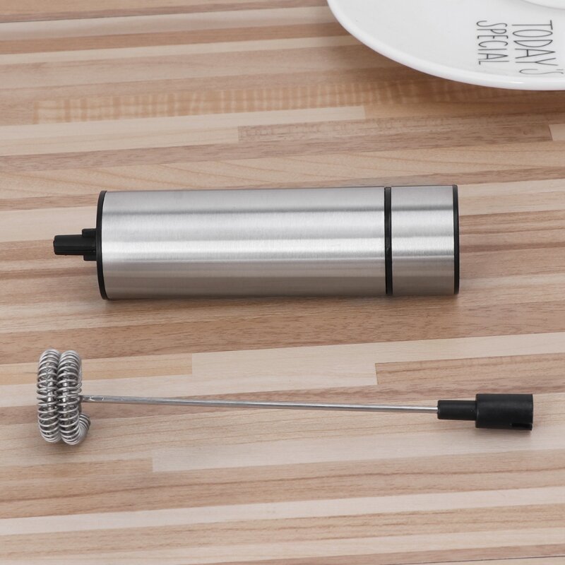 Powerful Electric Milk Frother With 2pcs Stainless Steel Spring Whisk Foam Maker