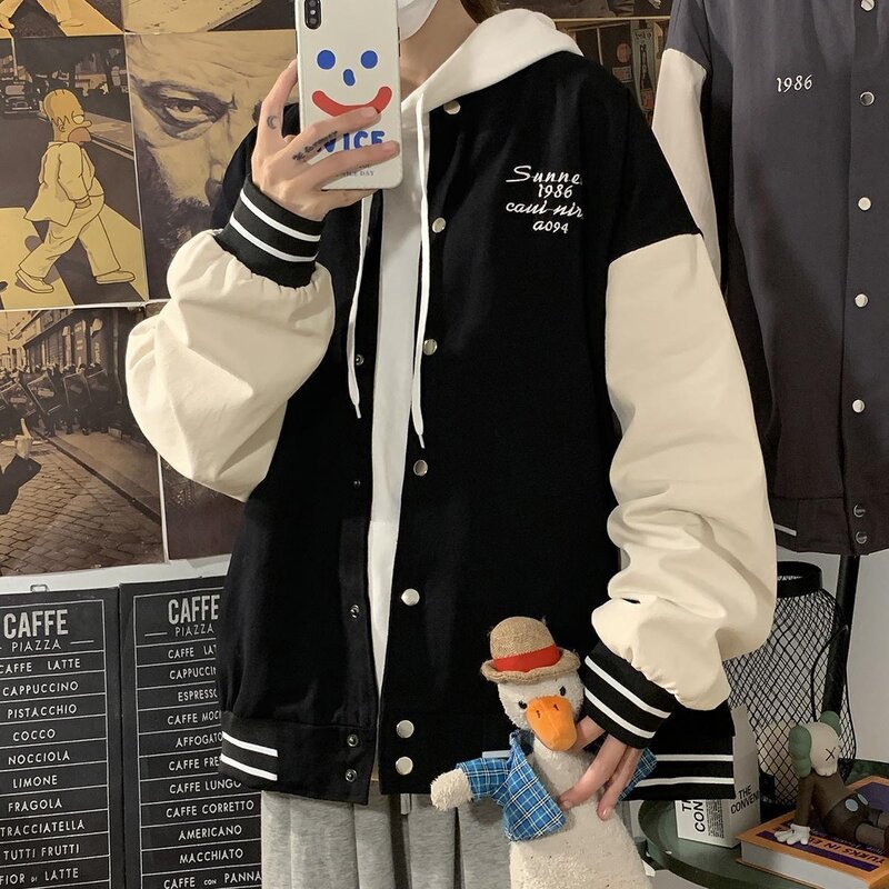 Harajuku BF jacket 2021 primavera e autunno nuovo sciolto giapponese college style uniforme da baseball giacca di media lunghezza studentessa ins