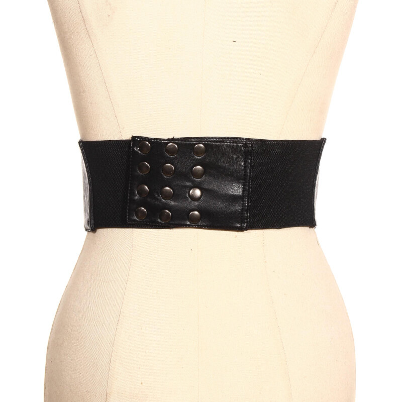 Cinturón elástico con corsé Retro para mujer, cinturón con brújula de Metal Steampunk, hebilla ancha