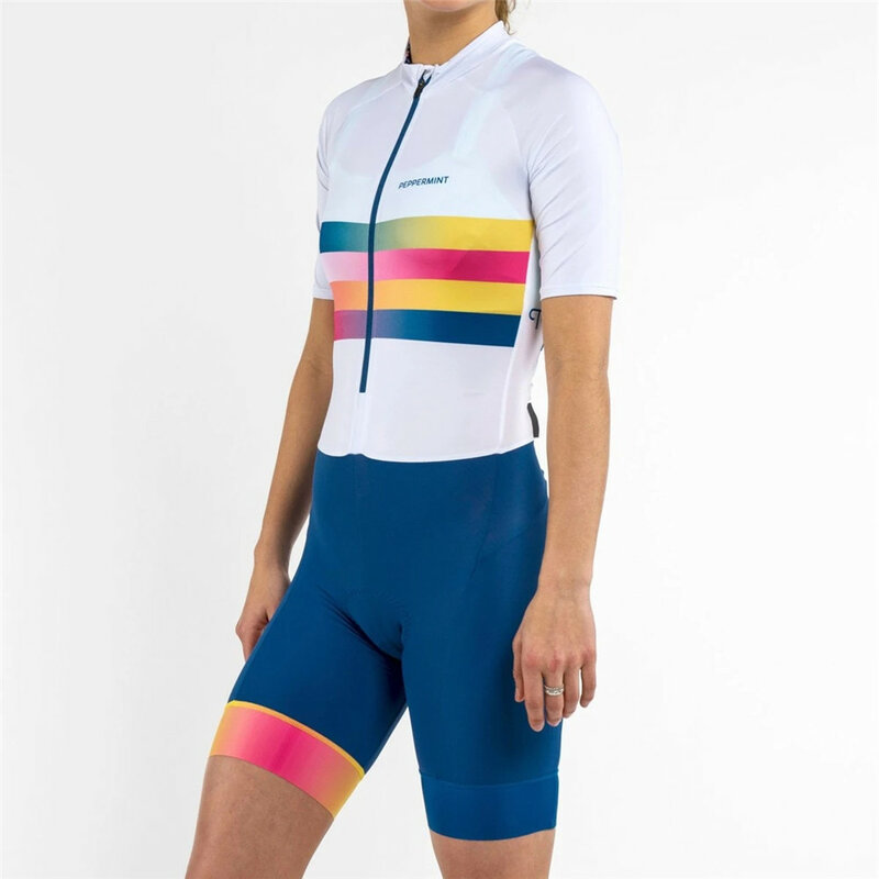 Peppermint New Road Bike Storm LS Skinsuit Summer Women Long Sleeve Jumpsuit Cycling Suit Pro Team Triathlon Set Ropa Ciclismo