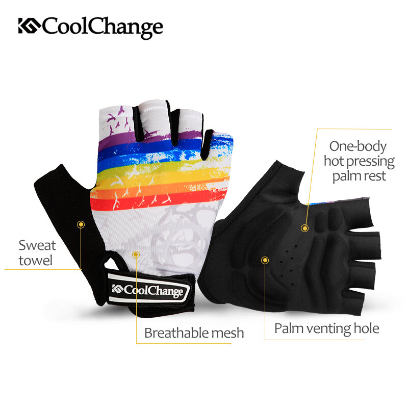 CoolChange – gants de cyclisme demi-doigt pour hommes et femmes, en Nylon respirant, pour vtt, pour l'été