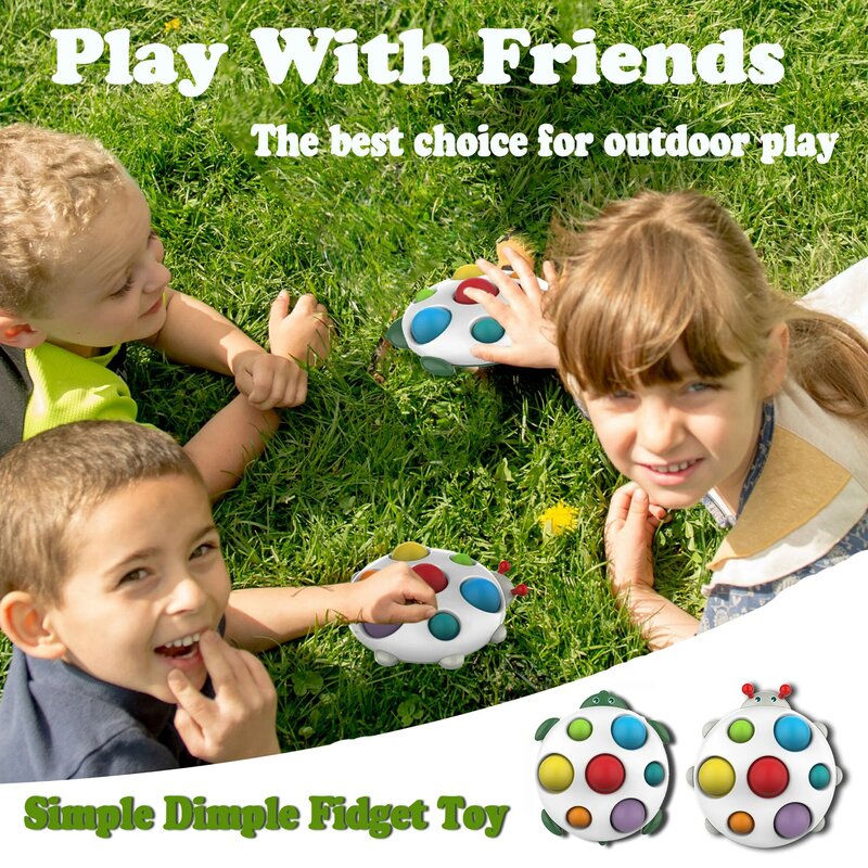 Prosta Dimple sensoryczna zabawka spinner Rainbow Push Popp Bubble z 3D biedronka silikonowa deska do rzucania dla dzieci i dorosłych Relief stres