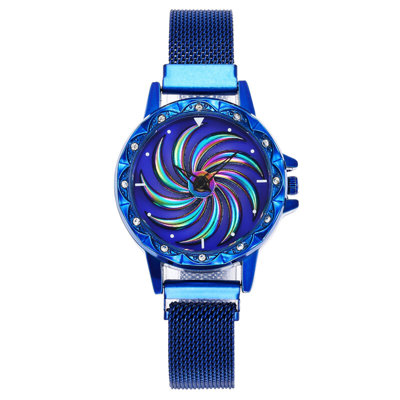 Часы женские, кварцевые с сетчатым браслетом, с вращением на 360 градусов