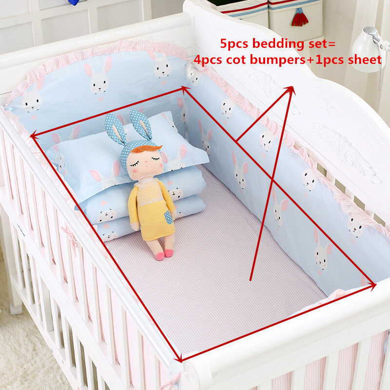 Meerdere Maten 5 Stuks Baby Crib Bedding Set Katoen Wieg Beddengoed Kit voor Meisje Jongen Baby Wieg Set Omvat cot Bumpers Laken