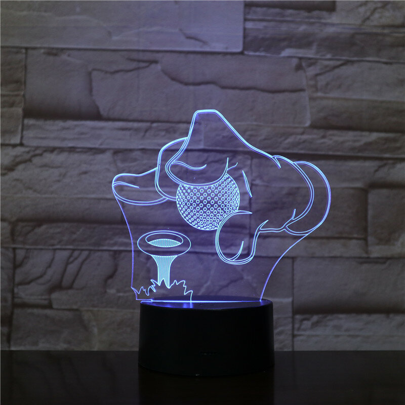 Lampada da tavolo a forma di pallina da Golf 3D LED Night Light 7 cambia colore Touch Switch lampada da tavolo con cavo USB come decorazione della stanza o regalo del Club 1719
