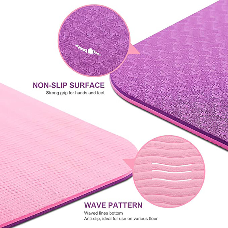 Tikar Yoga TPE 1830*610*6Mm dengan Garis Posisi Karpet Anti Selip Cocok untuk Lingkungan Rumah Senam Kebugaran