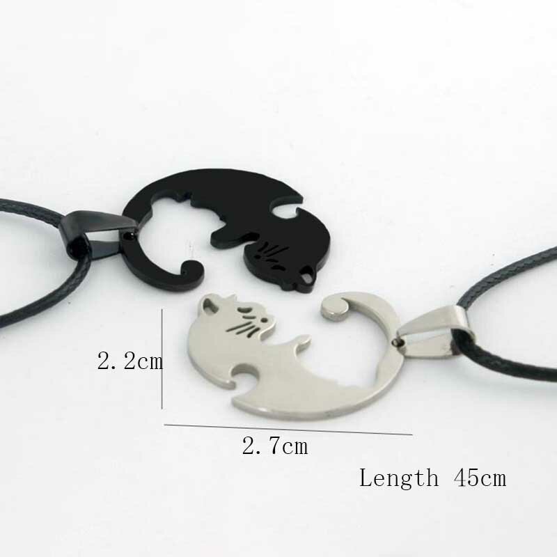 Katze Paar Halsketten Für Liebhaber Yin Yang Tier Anhänger Halskette Herz Paare Freundschaft Schmuck für Liebhaber Besten Freunde Geschenk