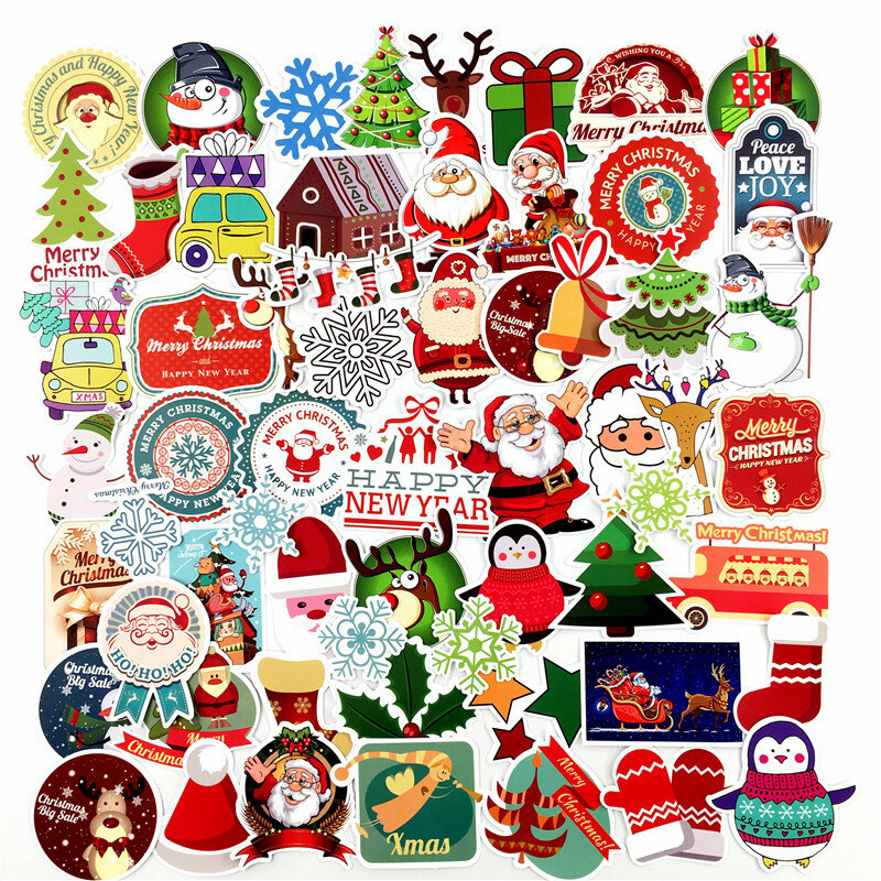 100 قطعة/المجموعة عيد ميلاد سعيد ملصقا Kawaii سانتا كلوز ثلج عيد الميلاد شجرة دفتر للماء PVC السنة الجديدة هدية ملصقا