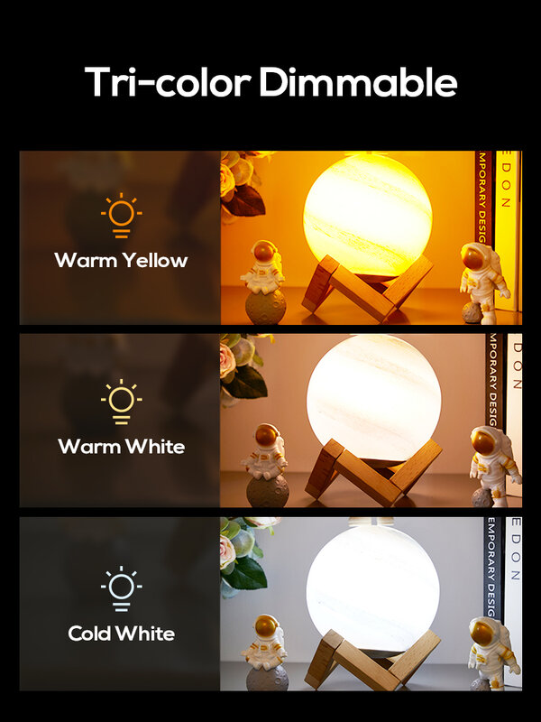 Moonlight Night Light Rechargeable Color-changing Touch Ball Brightness Adjustable Children's Room Home Decoration Table Lamp