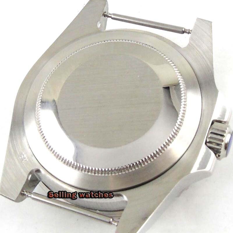 Capa de relógio 40mm paryota, estojo de aço inoxidável polido com vidro mineral endurecido de safira, ajuste 2824 2836 e movimento