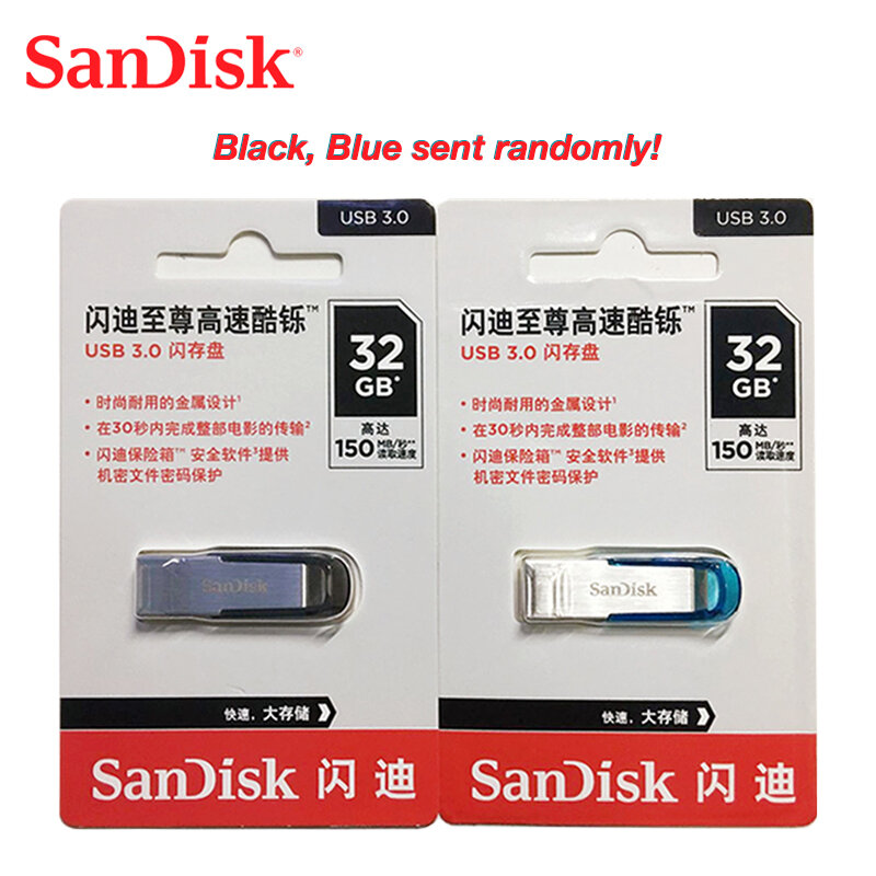 Sandisk ultra-pendrive, usb 3.0, com capacidade de 128gb, 64gb, 32gb e 256gb, compatível com usb2.0, 16gb