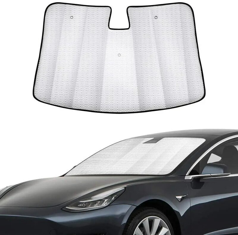 Parasol para parabrisas de coche, accesorios de bloqueador solar de ventana delantera automotriz, Protector solar reflectante, Parasol para Tesla modelo 3
