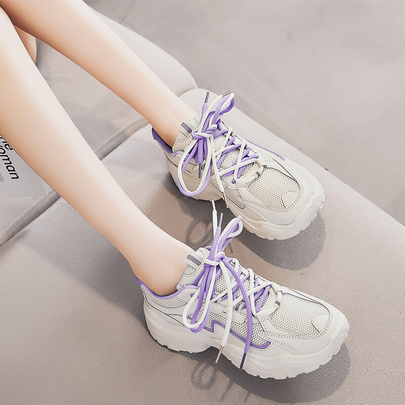 Zapatos vulcanizados para mujer, zapatillas gruesas con plataforma, deportivas, deportivas informales, deportivas de plataforma