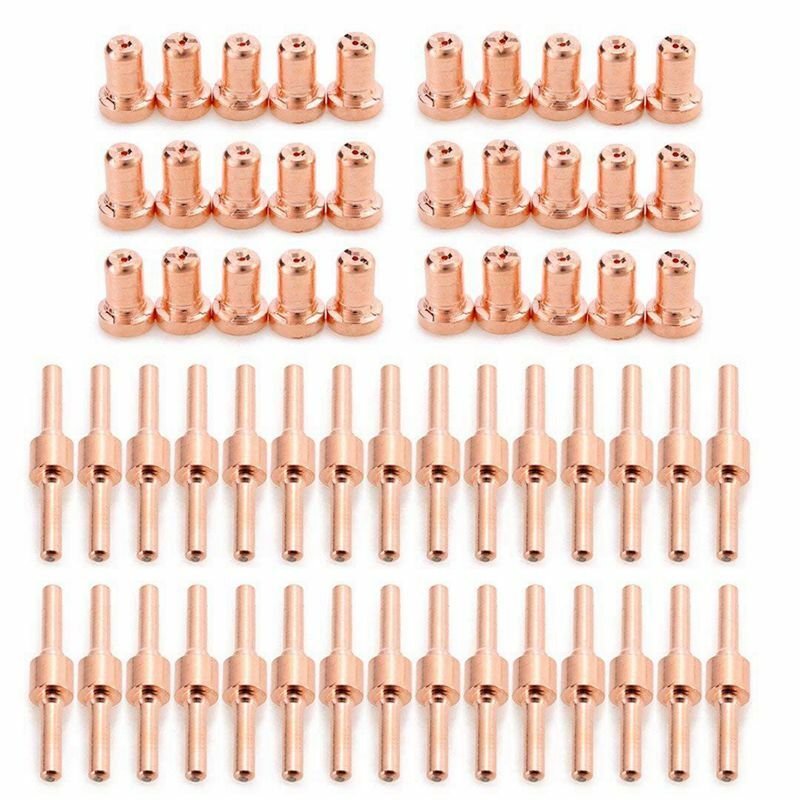 60pcs Red Copper Extended Long Plasma Cutter Tip Electrodes&Nozzles Kit  Consumable For PT31 LG40 40A Cutting Welder Torch