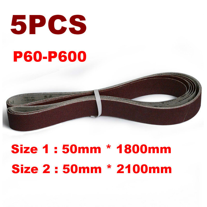 Cinturones de lijado abrasivo P60-600, accesorios de amoladora de correa gruesa A fina, 50x1800mm, 50x2100mm, A/O, 5 uds.