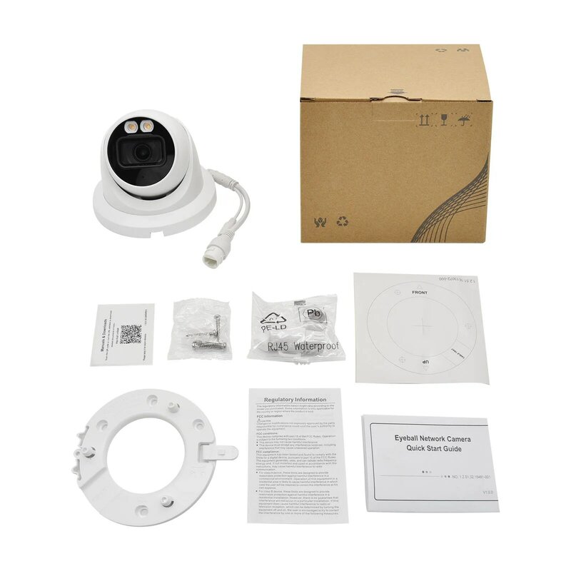 Dahua Original IPC-HDW3449TM-AS-LED 4MP Full-color H.265+ Built-in MIC and Warm LED SD Card Slot IP67 PoE Network Camera