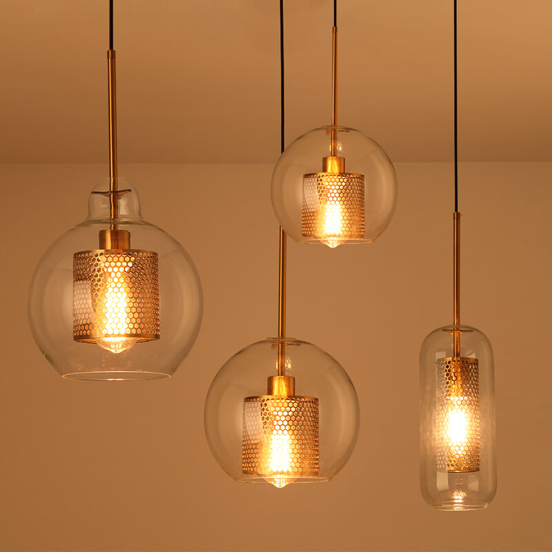 Luminária pendente de vidro moderna, retrô, com cordão de luz, designer criativo de personalidade, lâmpadas de escada