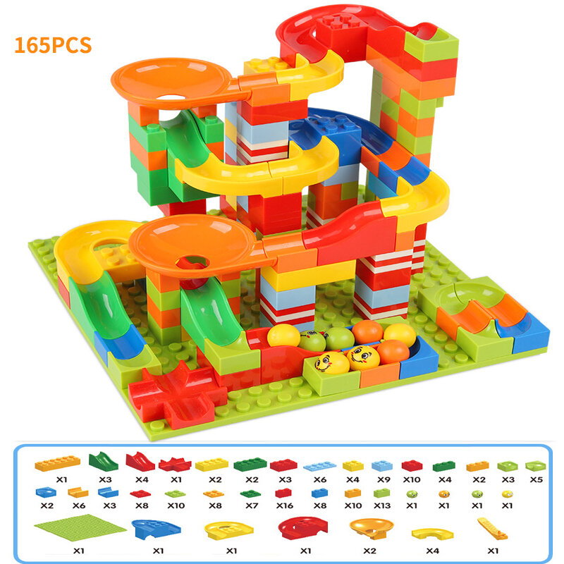 مكعبات بناء مسار رخامي للأطفال ، متاهة الكرة ، مكعبات بناء Abs ، قمع ، منزلق ، تجميع ، مكعبات صغيرة الحجم ، ألعاب ، 330 قطعة