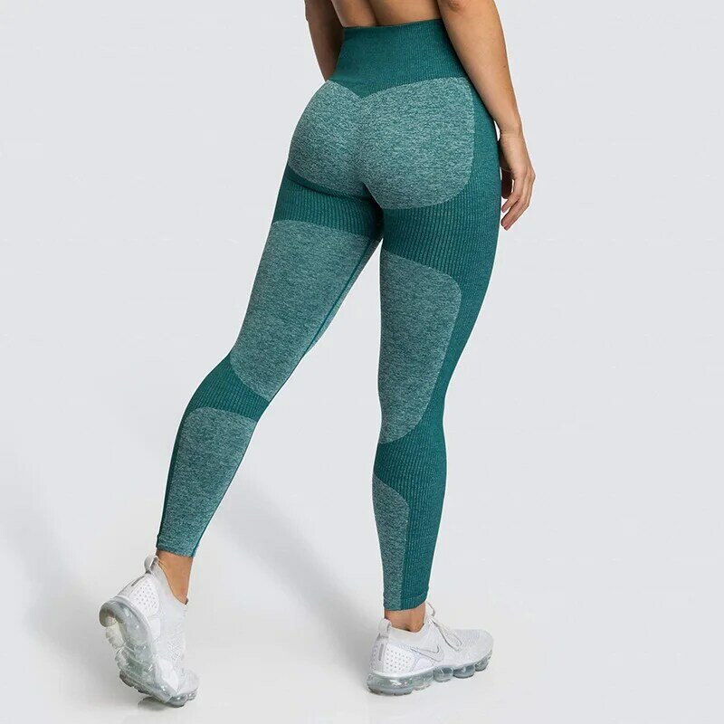 Retalhos leggings feminino leggings de fitness sem costura impressão de cintura alta push up leggings workout gym calças de duas cores