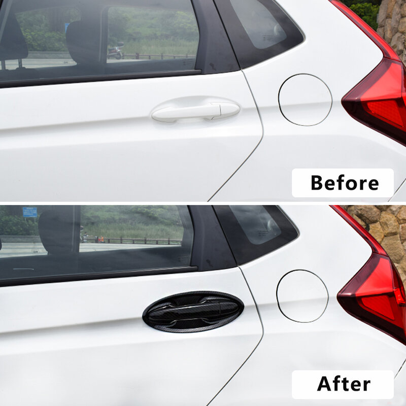 Carbon Fiber Door Handle Cover Catch Trim Car Accessories for Toyota Yaris Vitz XP130 2012 2013 2014 2015 2016 2017 2018 2019