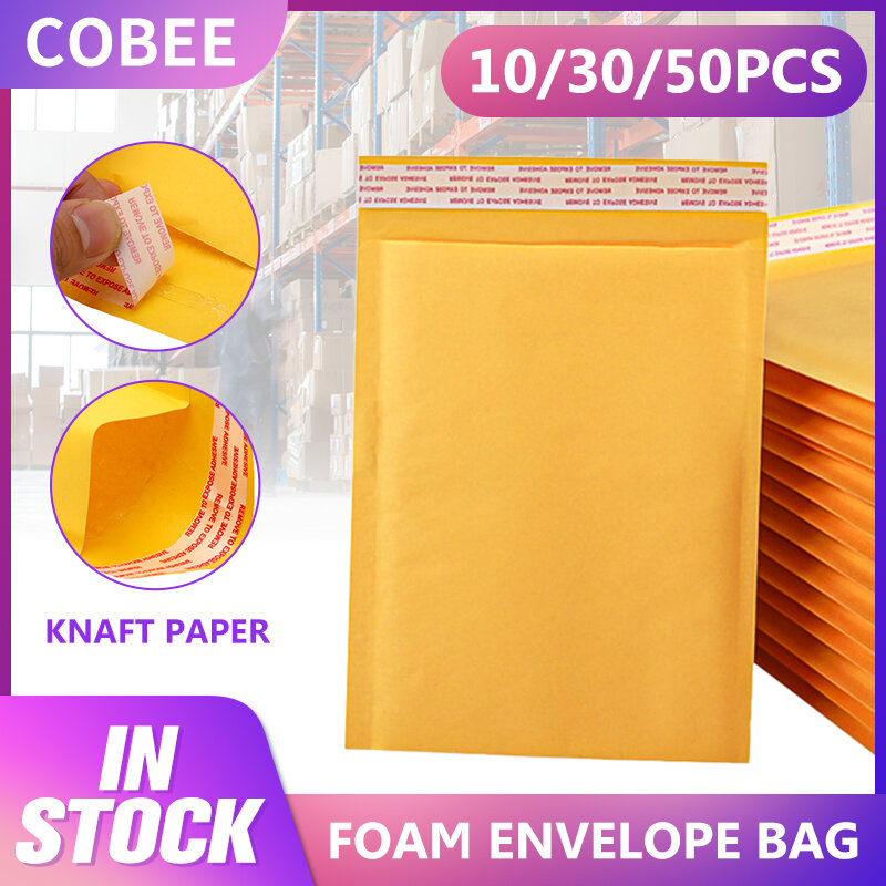 50 unids/lote papel Kraft bolsas de sobres de burbujas sobres acolchados de envío sobre con burbuja bolsa de correo gota envío gran oferta