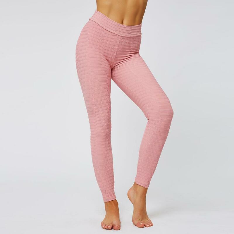 Mallas deportivas de cintura alta para mujer, Leggings con textura flexible de celulitis, efecto realce, para Yoga y gimnasio