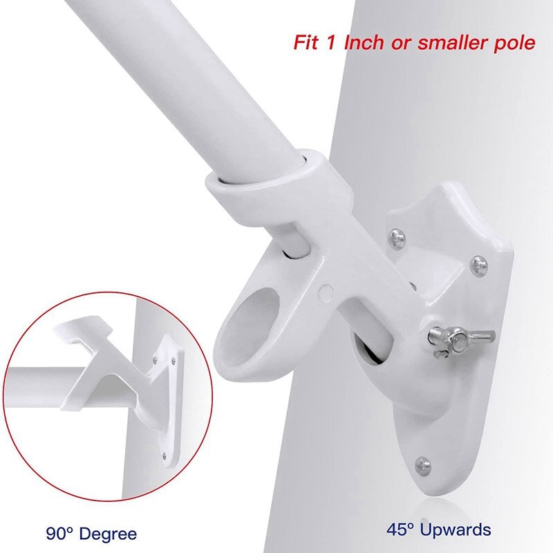 2 Pcs Aluminium Fahnenmast Halterung Weiß Pulver Beschichtet, 2-Position Pole Halter, 1 Zoll Innen Durchmesser