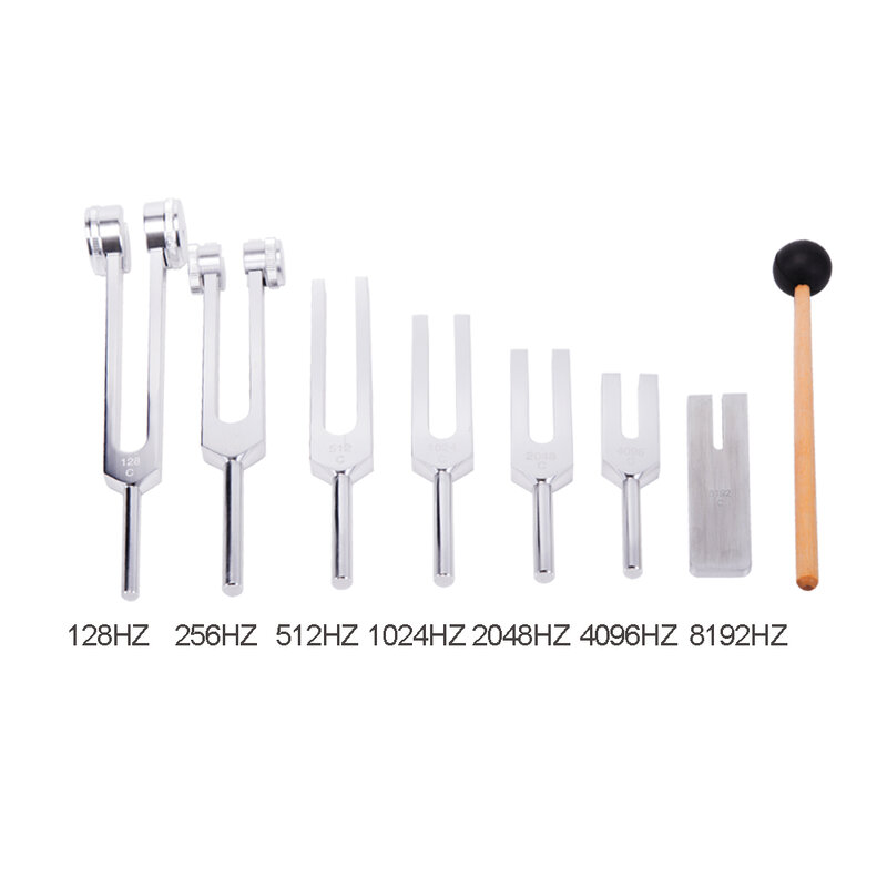 Aluminum Alloy Tuning Forks Medical Grade Ear Tuning Fork Instruments Set of 7, 128Hz 256Hz 512Hz 1024Hz 2048Hz 4096Hz 8192Hz