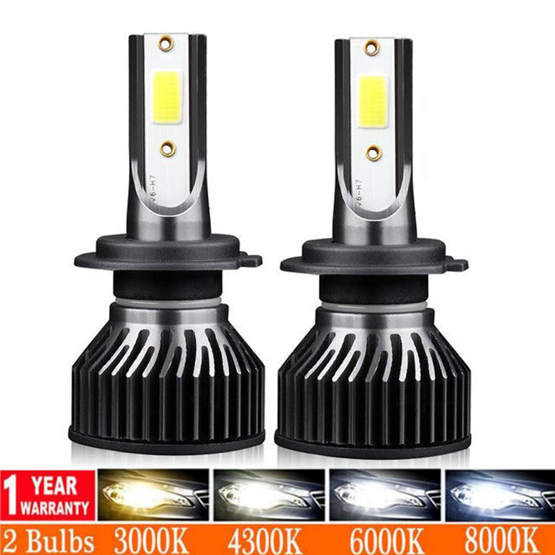 2Pcs Mini H4 H7 LED Auto Scheinwerfer Birne 12000LM 6000K H1 H3 H11 H13 9012 9005 HB3 9006 HB4 9007 Lauf Auto Nebel Kopf Lampe