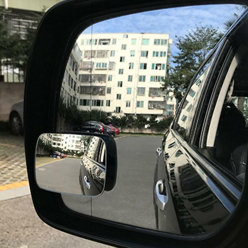 2Pcs Blind Spot Mirror Rimless Waterproof Adjustable Rectangle Wide Angle Reversing Rearview Mirror Easy Installation for Car