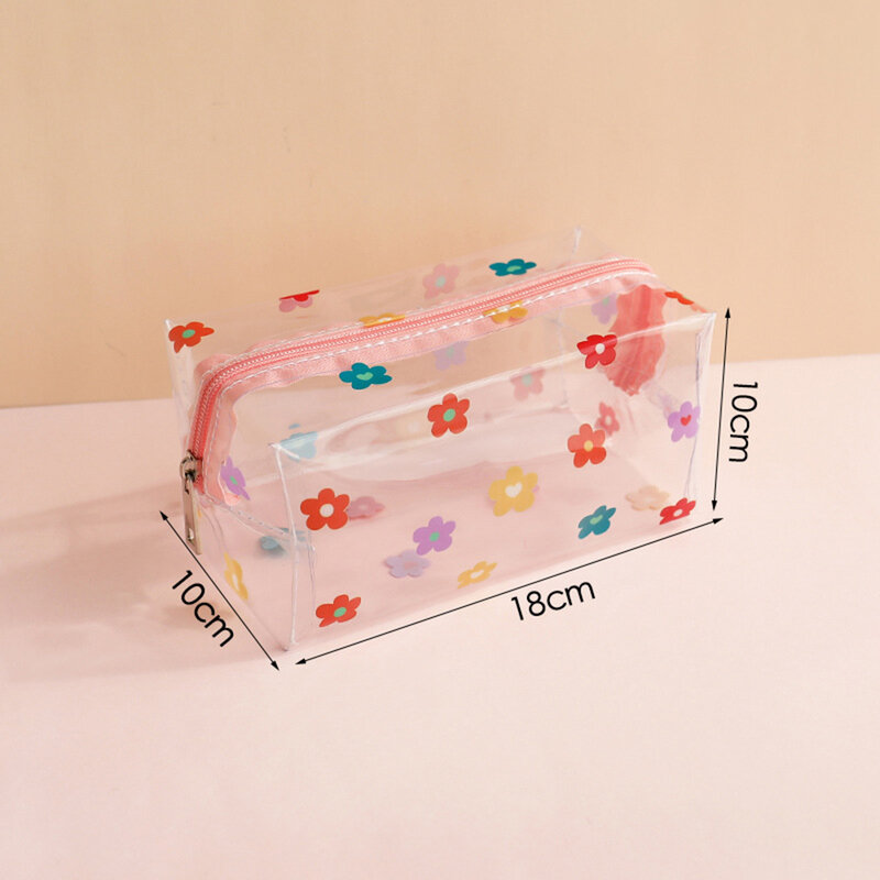 1 Pcs Girl Clear Oversize Pencil Bag PVC Transparent Cosmetic Makeup Bag For Women Waterproof Zipper Pencil Case Travel