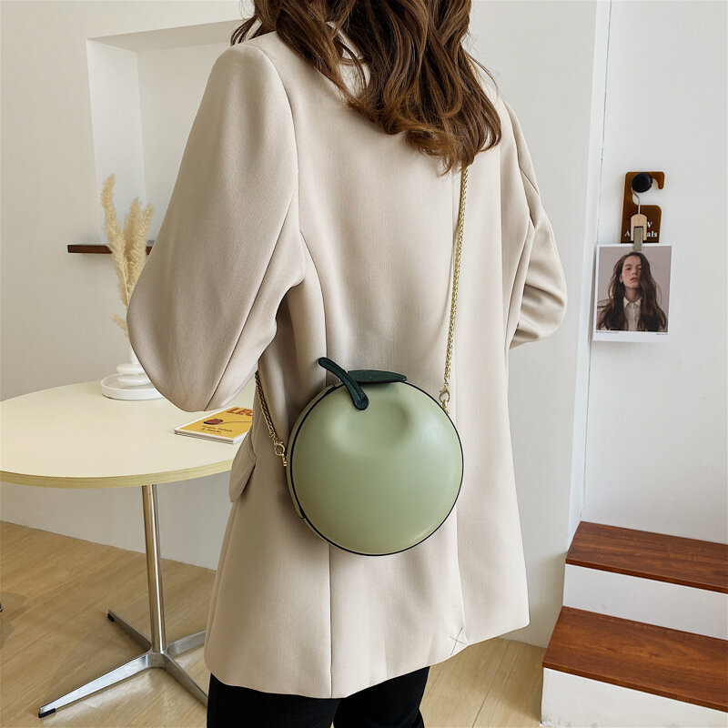 Funny Crossbody Bags for Women 2021 New Leather Shoulder Bag Woman Chain Cute Party Unusual Round Shape Fashion Female Small Bag