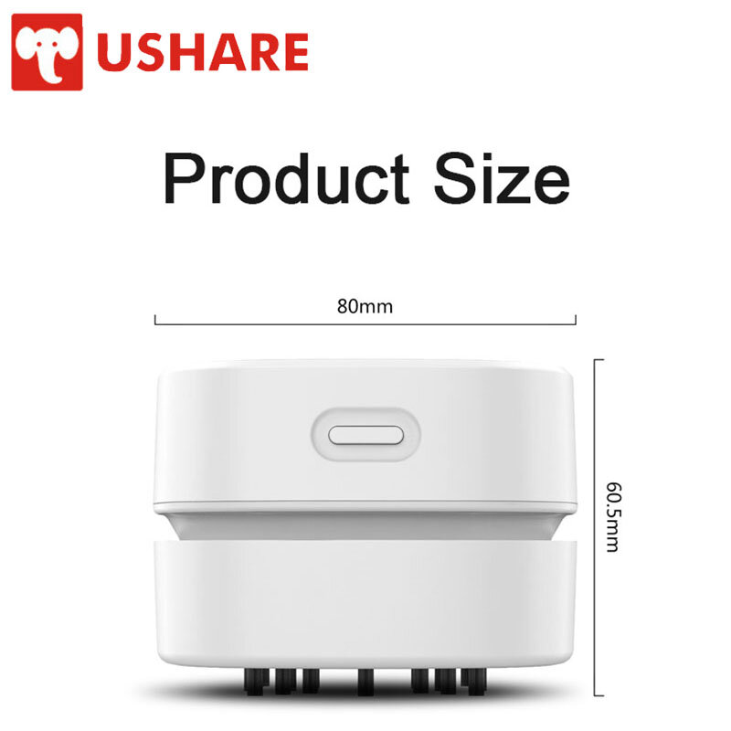 Ushare Office Desktop Cleaner Portable Mini Vacuum Cleaner USB Rechargeable Clean Scraps Machine Efficient Dust Sweeper Tools