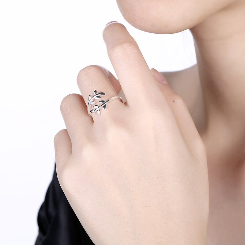 ZEMIOR-anillos de plata de ley 925 para mujer, anillo ajustable abierto de ramas minimalistas, joyería fina elegante, regalo