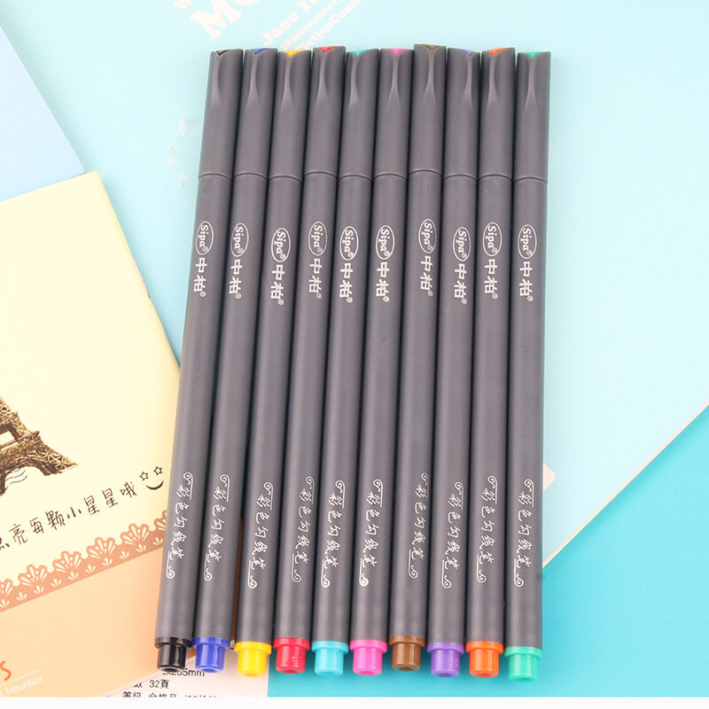 10 unids/set de línea fina de gel bolígrafos de papelería plumas de gel de Proveedores de oficina suministros para oficina y Escuela material escolar escribir bolígrafos