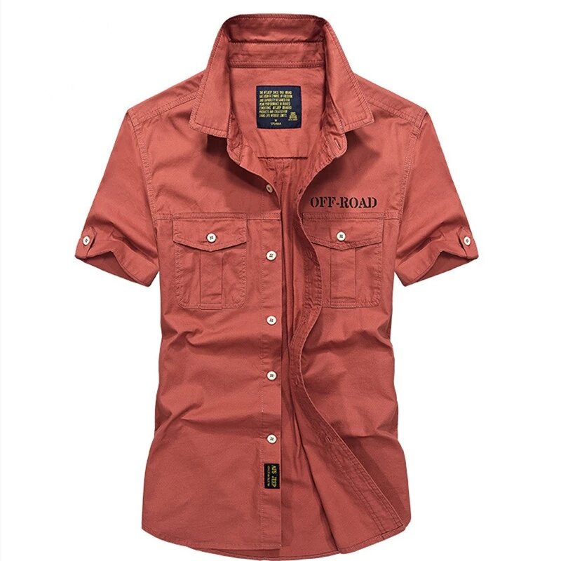Mannen Outdoor 2021 Zomer Shirts Katoen Korte Mouwen Nieuwe Dunne Militaire Leisure Shirts Permanente Overhemd Fabriek Direct verkoop