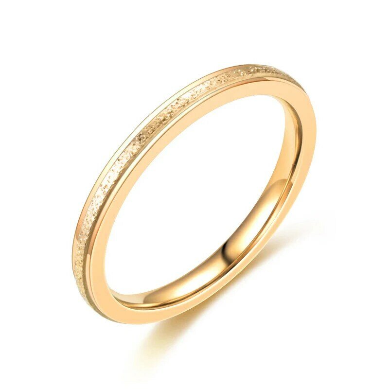 SHOUMAN-anillo de acero inoxidable para mujer, sortija esmerilada de 2mm de Color oro rosa, joyería de boda, alta calidad, nunca se decolora, 2020