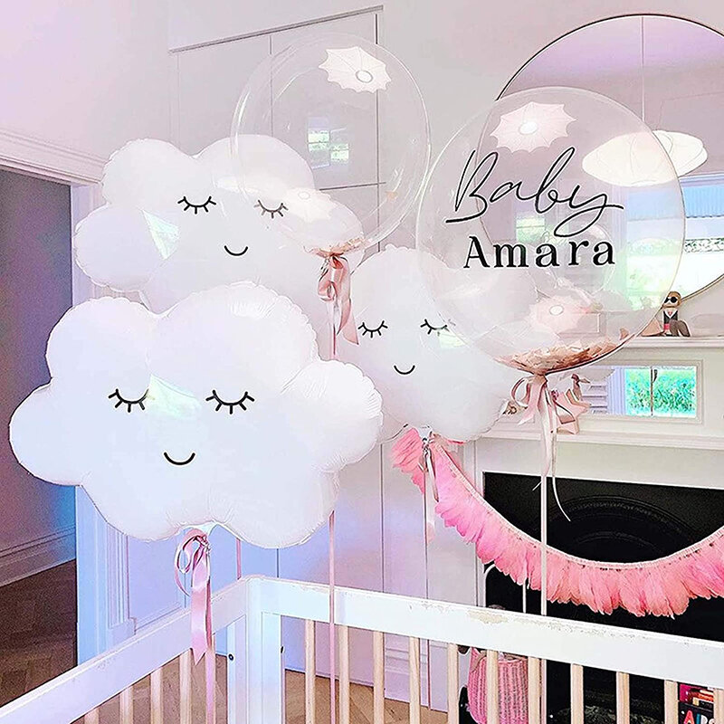 Большой размер 30 дюймов милые фольги радужные воздушные шарики с нарисованными облаками пастельные вечерние принадлежности с днем рождени...