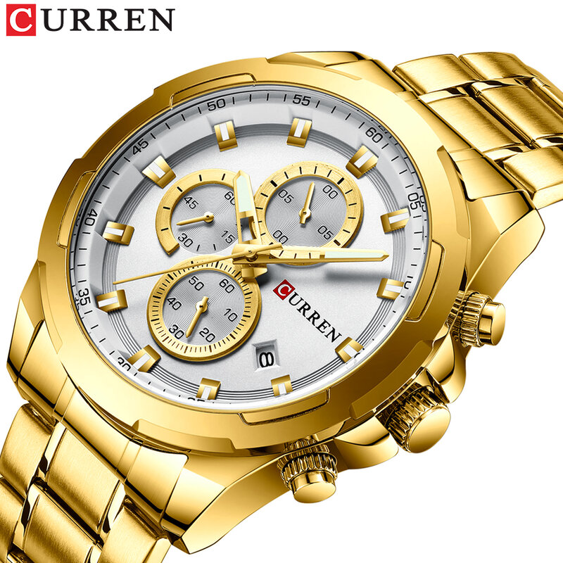 CURREN – montre-bracelet à Quartz pour hommes, Style décontracté, Date automatique, sport, Business, bracelet en acier inoxydable