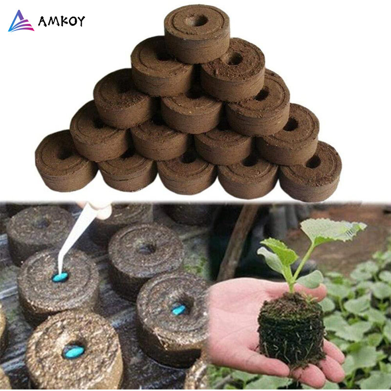 AMKOY-30mm 지피 이탄 펠릿 모종 토양 블록 메이커 시작 플러그 씨앗 스타터 전문 정원 뿌리 블록 방지