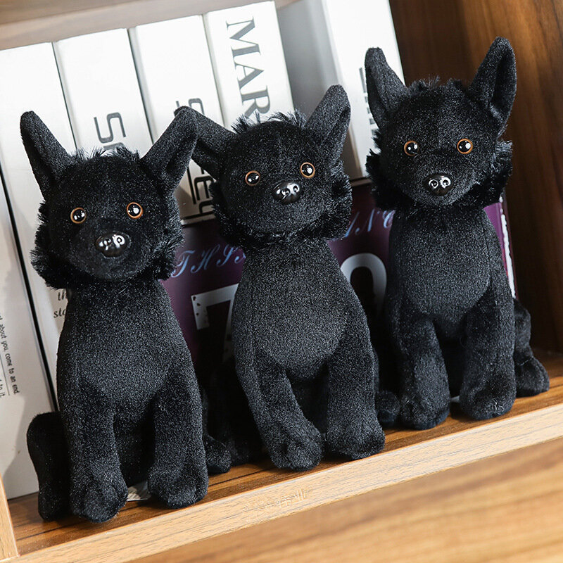 Simulation animal mignon petit chien noir en peluche jouet poupée cadeau pour enfants chien poupée photographie photo décoration
