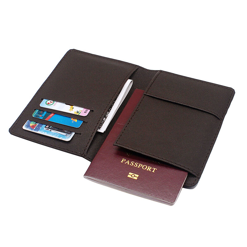 Soporte de pasaporte de moda clásica para hombre y mujer, Funda de cuero con personalidad para tarjeta de crédito, identificación de viaje, regalo